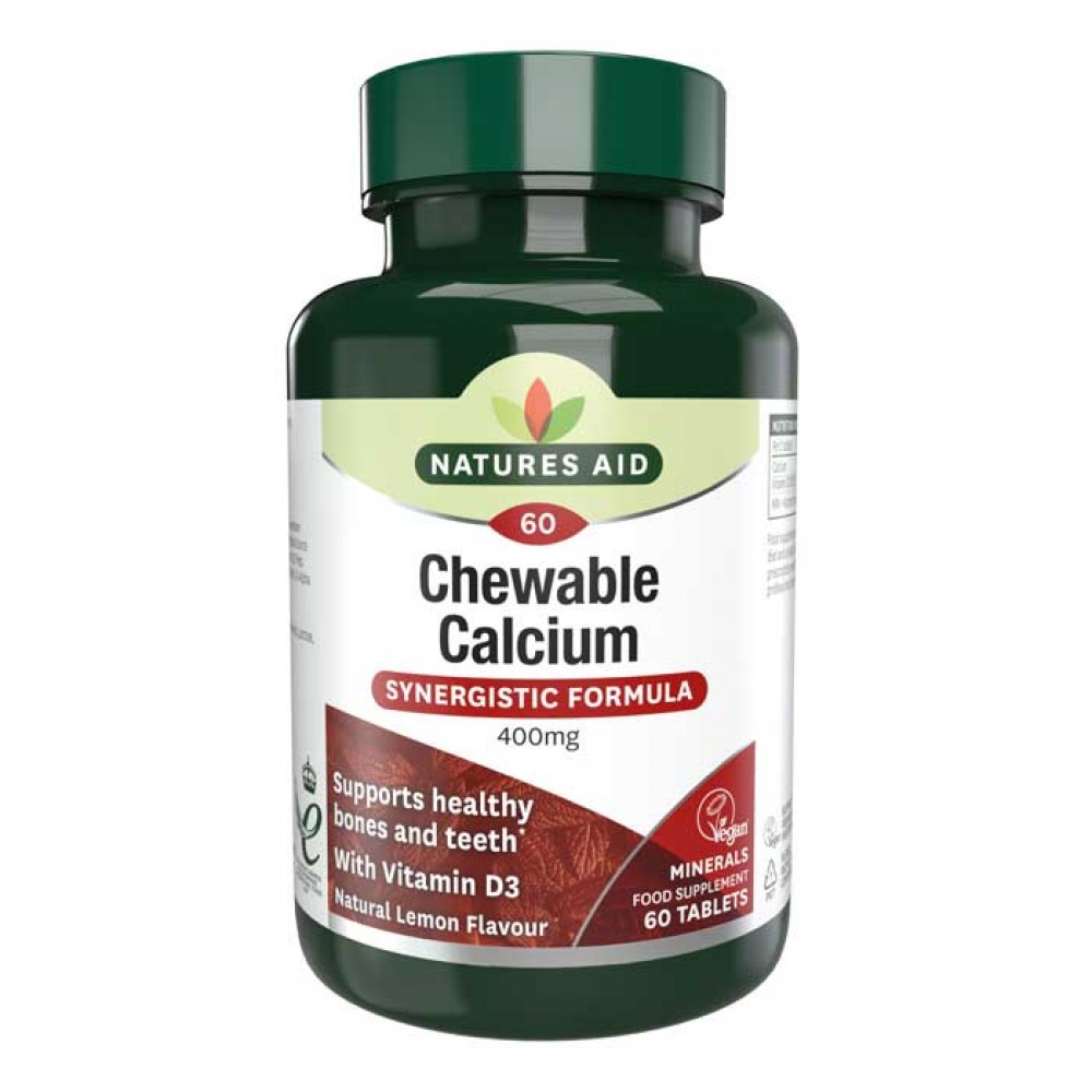 Calcium 400mg with D3 60 Chewable Lemon - Natures Aid / Ασβέστιο