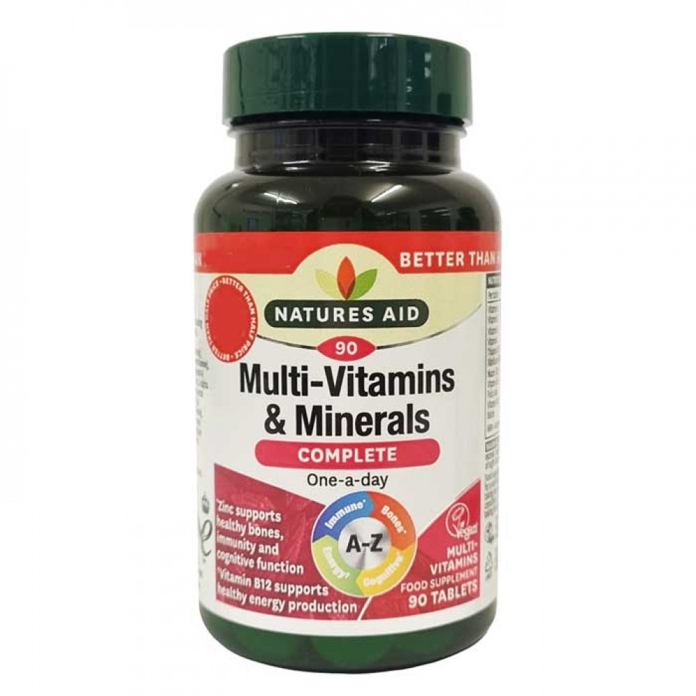 Complete Multi-Vitamins & Minerals Natures Aid 90 κάψουλες -  Πολυβιταμίνη και για  Vegetarians