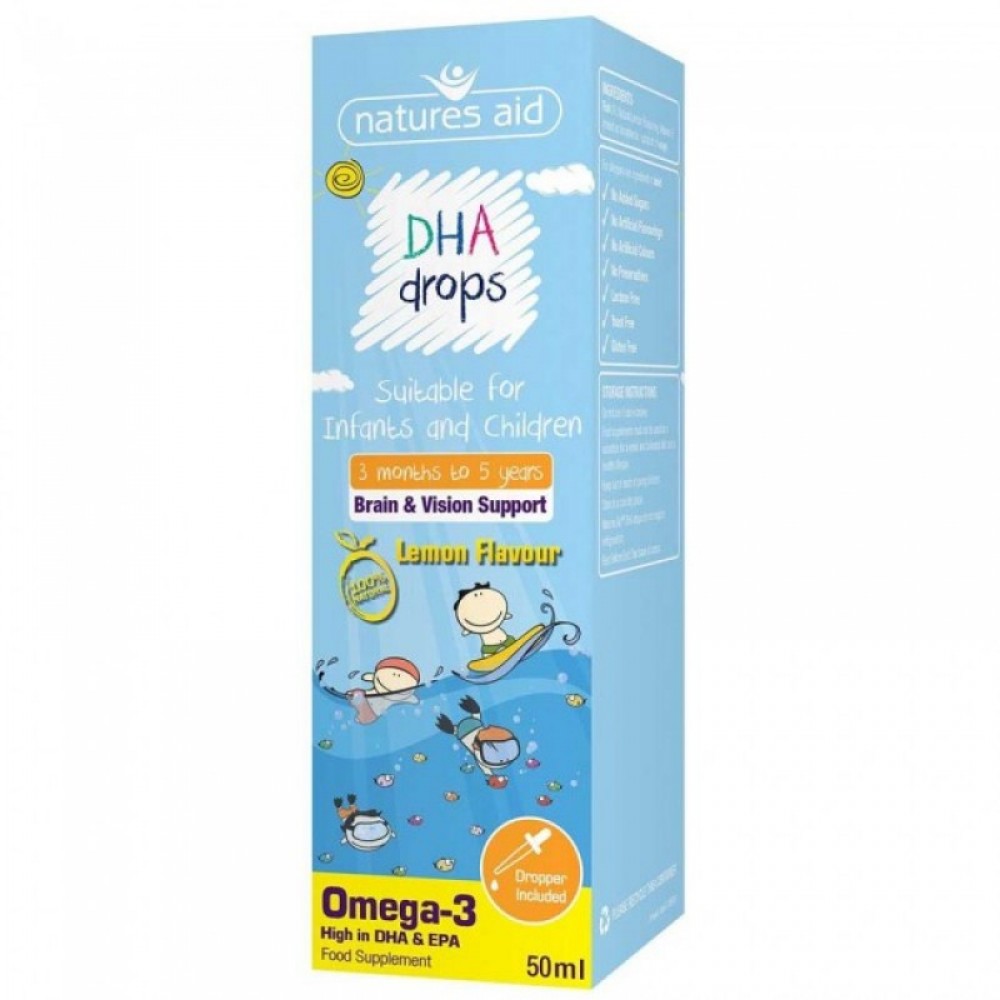DHA (Omega-3) Mini Drops για βρέφη και παιδιά 50 ml Natures Aid / Ωμέγα 3