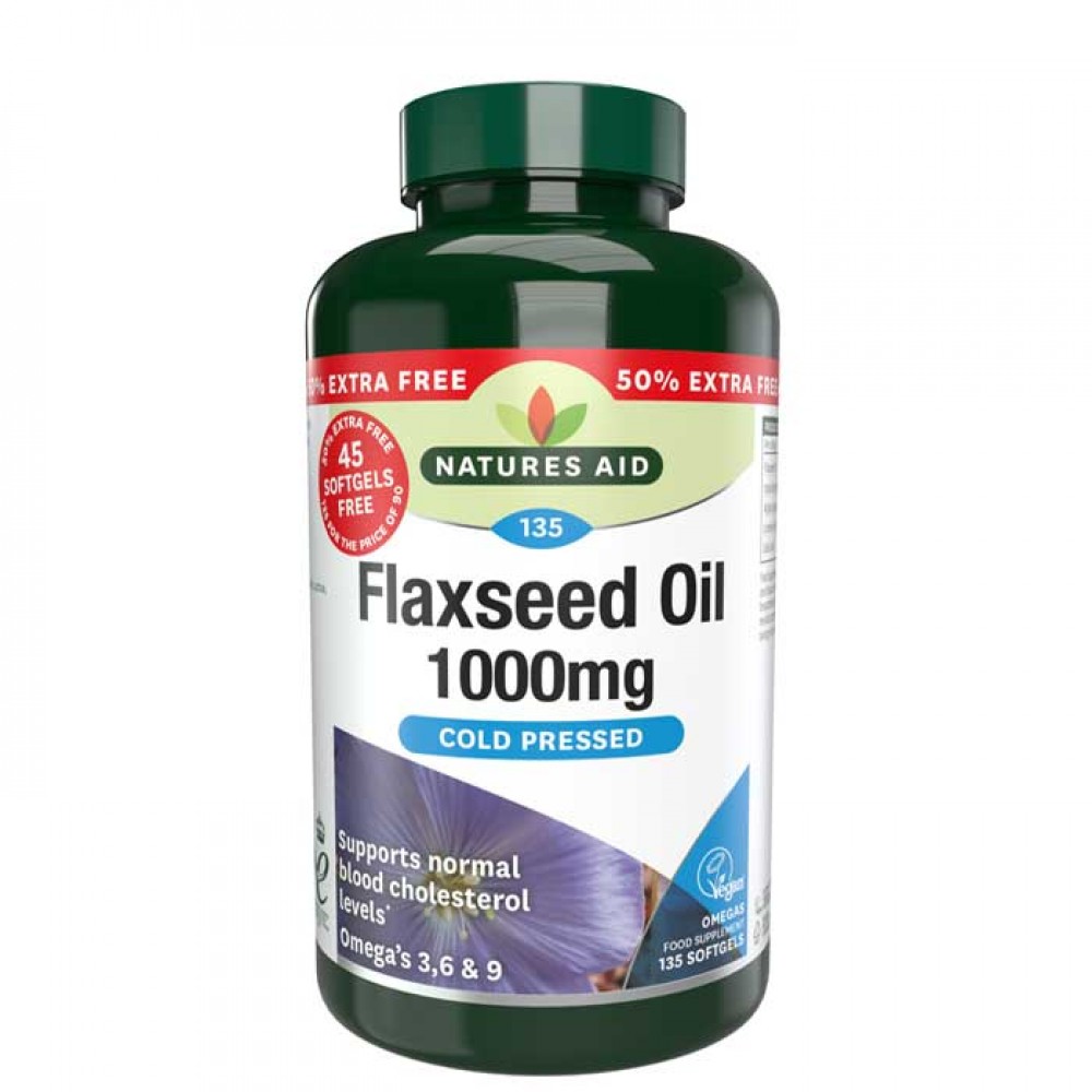 Flaxseed Oil 1000 mg 135 softgels Natures Aid / Ωμέγα 3