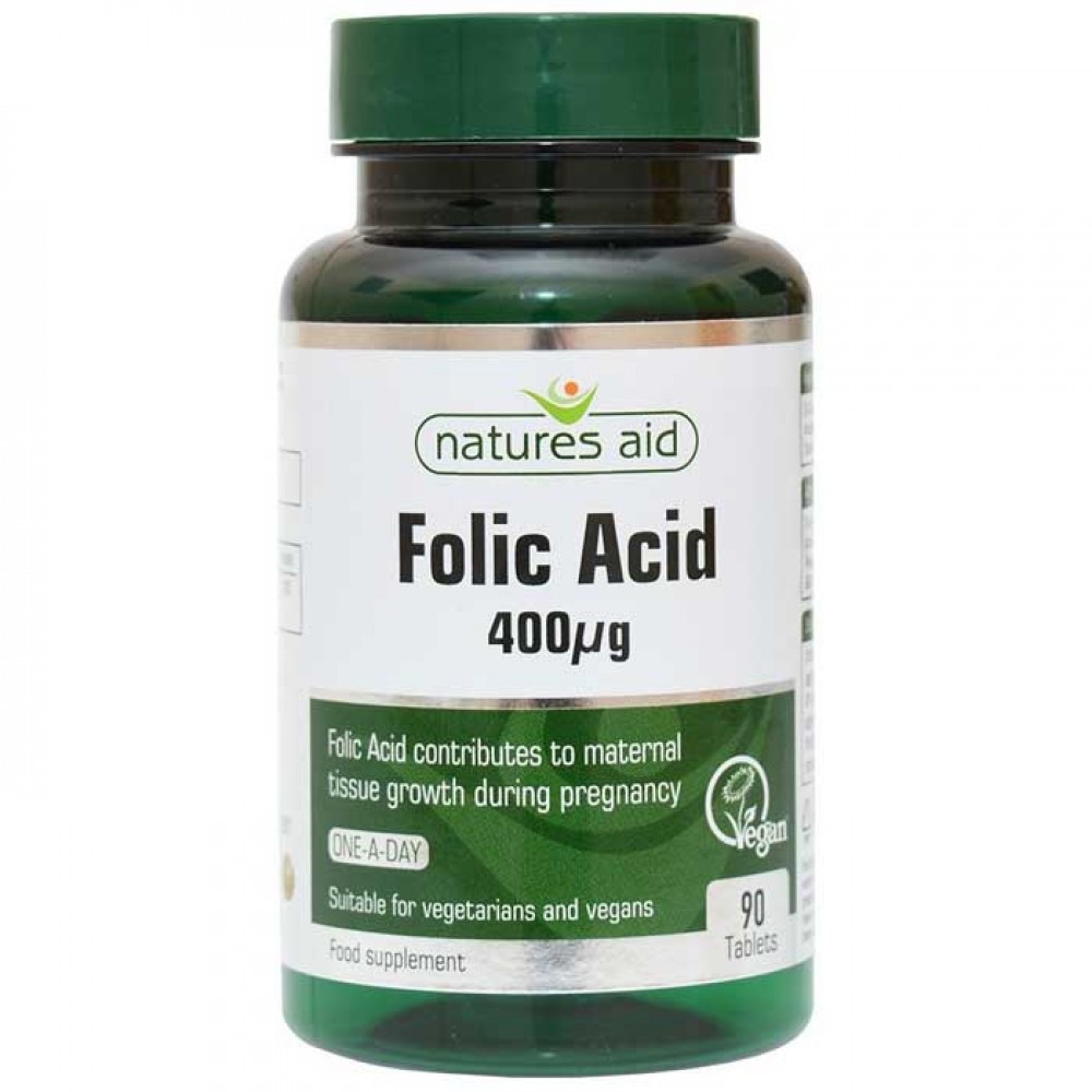 Folic Acid 400μg 90 ταμπλέτες - Natures Aid / Φολικό Οξύ - Βιταμίνες