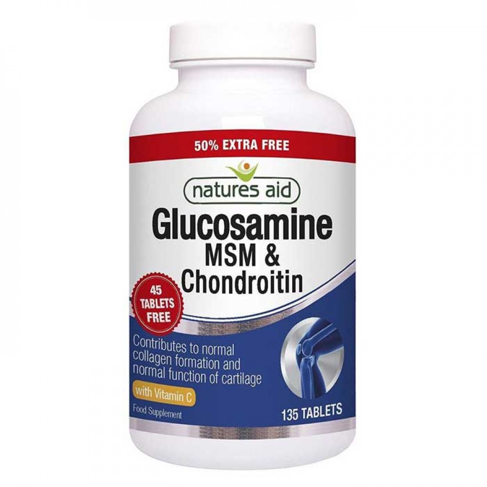 Glucosamine 500mg,MSM 500mg & Chondroitin 100mg - 135 tabs - Natures Aid / Αρθρώσεις
