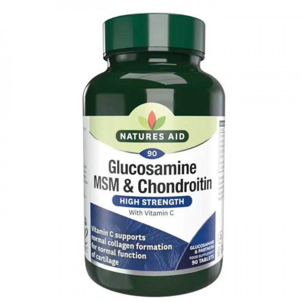 Glucosamine 500mg,MSM 500mg & Chondroitin 100mg - 90 tabs - Natures Aid / Αρθρώσεις