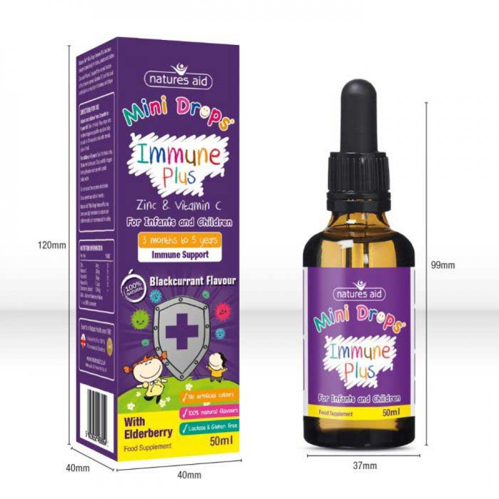 Immune Plus Mini Drops 50ml - Natures Aid / παιδιά 3 μηνών - 5 ετών