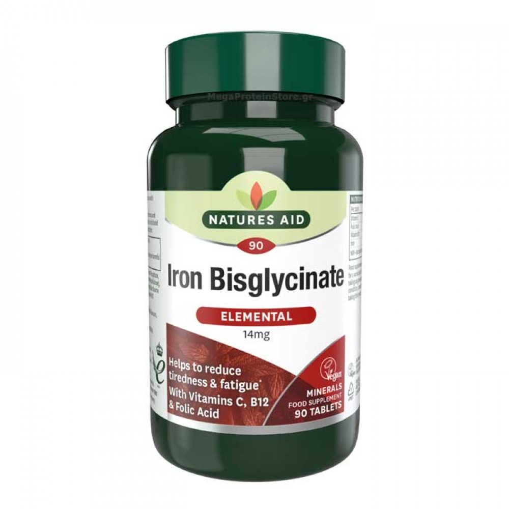 Iron Bisglycinate with Ester C and Vitamin B12 90 ταμπλέτες - Natures Aid / Σίδηρος