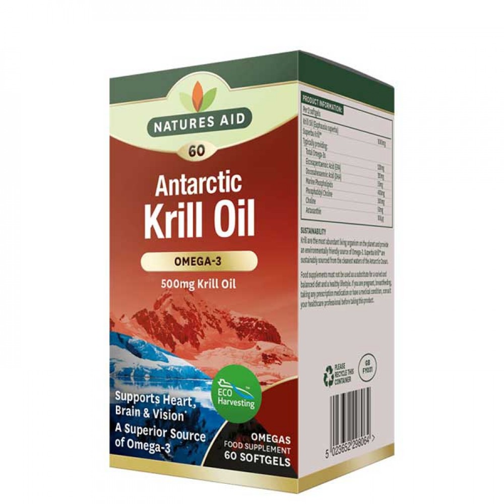 Krill Oil Superba 500mg 60 μαλακές κάψουλες - Omega 3 - Natures Aid / Ωμέγα Λιπαρά Οξέα