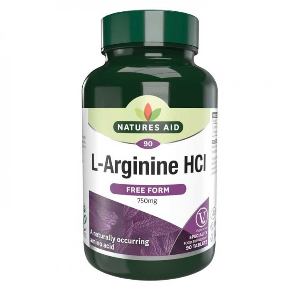 L-Arginine HCI Free Form 750mg 90 ταμπλέτες Natures Aid / Αμινοξέα
