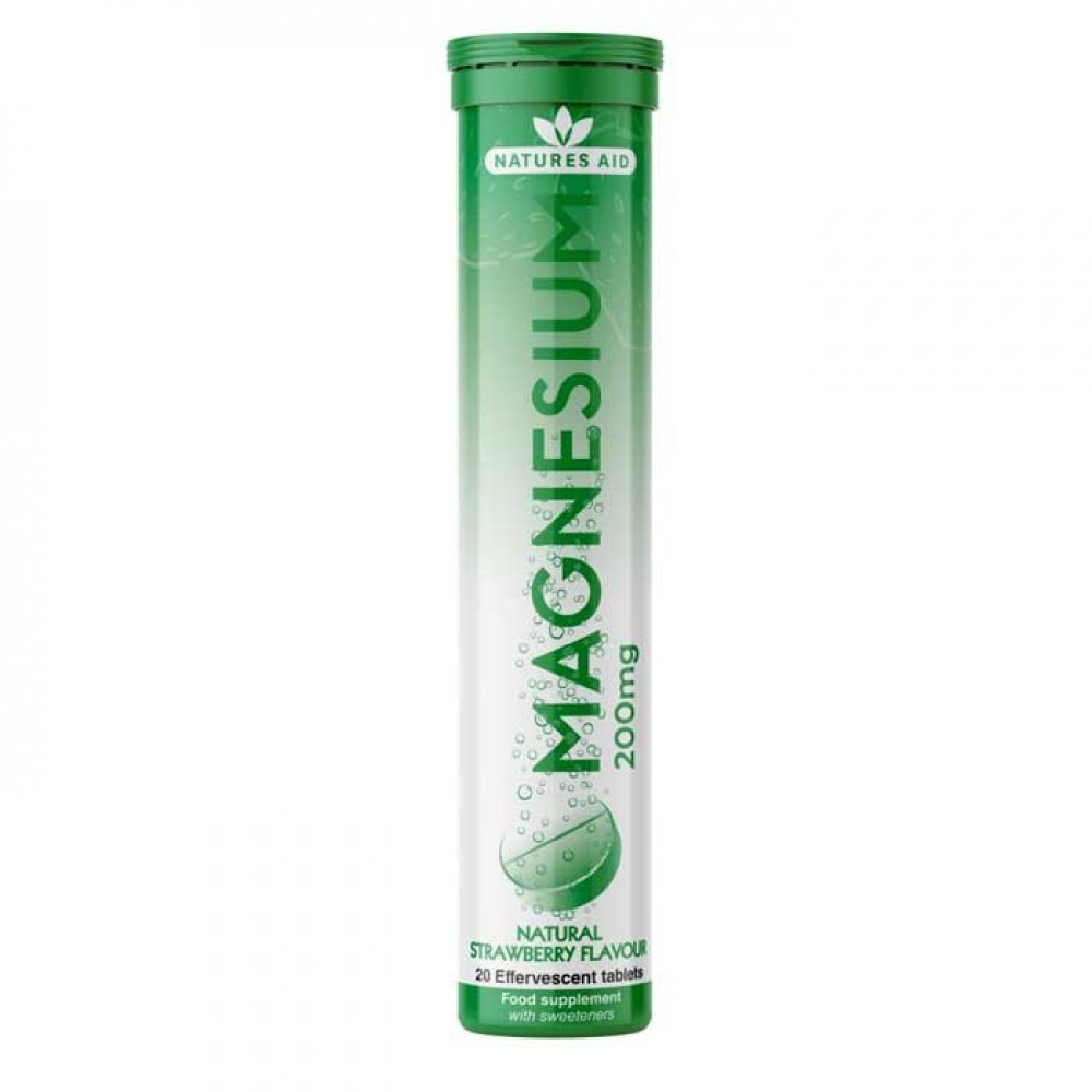 Magnesium 200mg 20 αναβράζοντα tabs φράουλα - Natures Aid