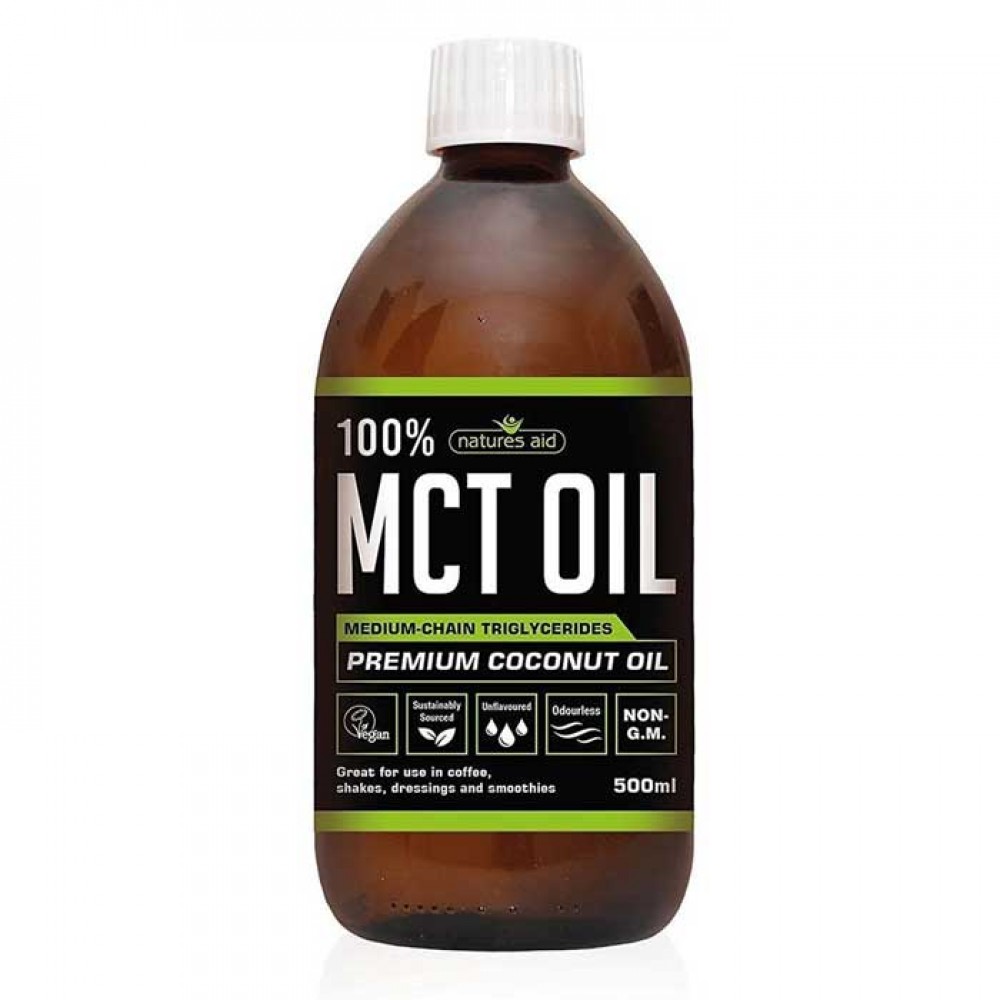 MCT Oil 100% Premium (No Palm Oil) 500ml Natures Aid - Υγιεινές Τροφές