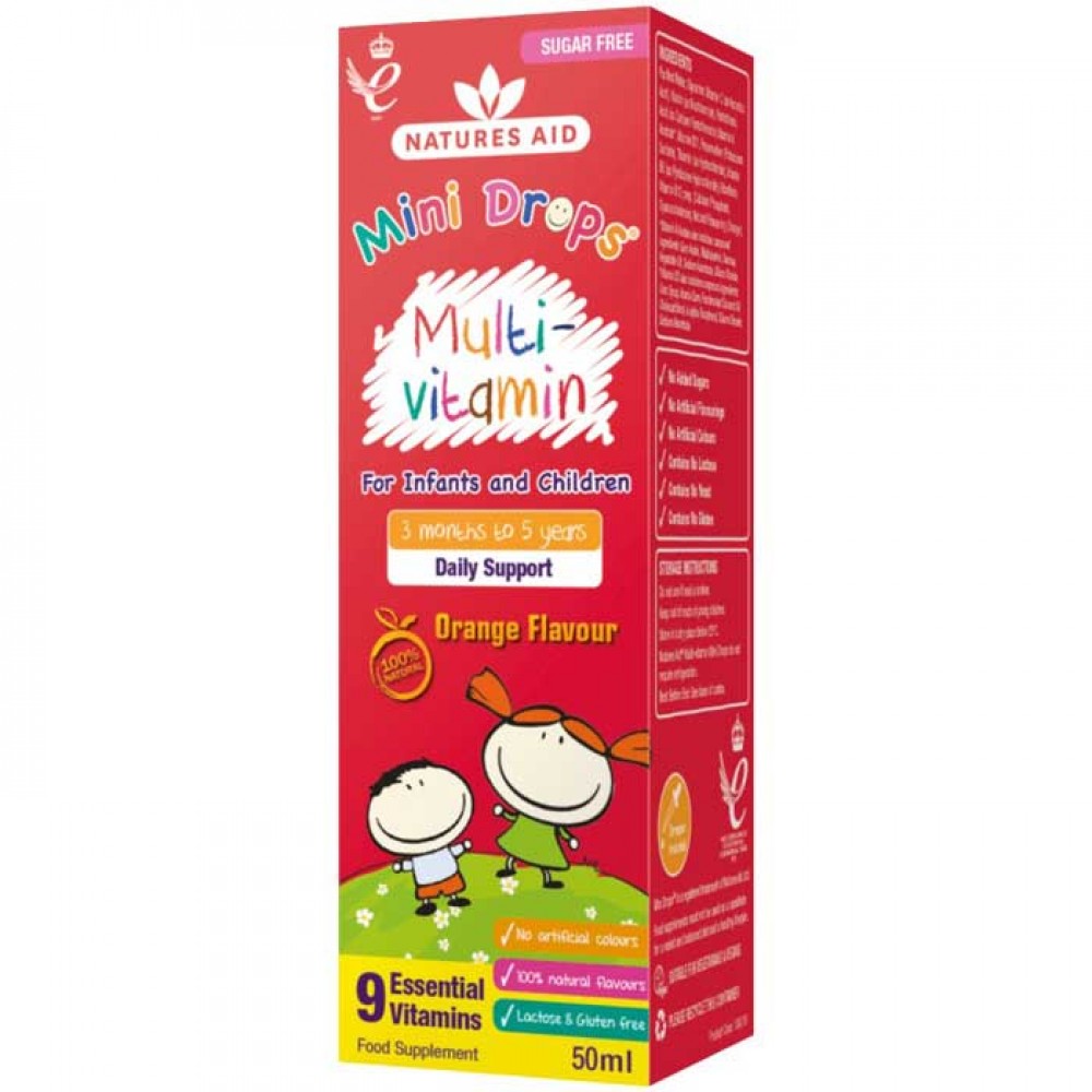 Multi-vitamin Mini Drops για βρέφη και παιδιά 50 ml - Natures Aid - Βιταμίνες