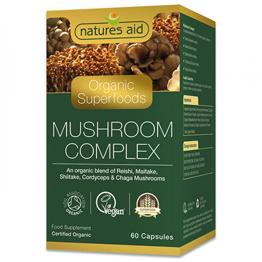 Organic Mushroom Complex 60 κάψουλες - Natures Aid / Φυτικό συμπλήρωμα με Μανιτάρια