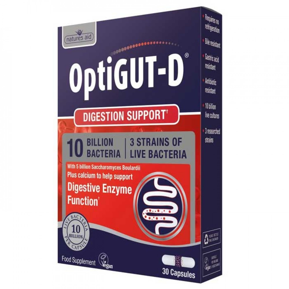 OptiGUT-D (10 Billion Bacteria) 30 vcaps - Natures Aid