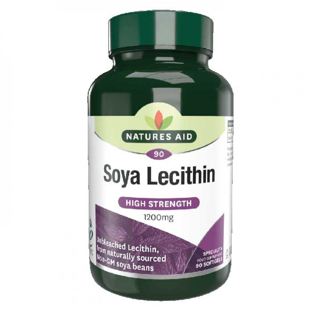 Soya Lecithin 1200mg Natures Aid 90 κάψουλες / Λιποδιαλύτης - Λεκιθίνη Σόγιας