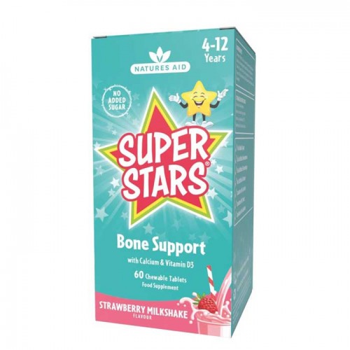 Bone Support 60 μασώμενα δισκία φράουλα - Super Stars (4 - 12 ετών) Natures Aid Bone Support 60 μασώμενα δισκία φράουλα - Super Stars (4 - 12 ετών) Natures Aid