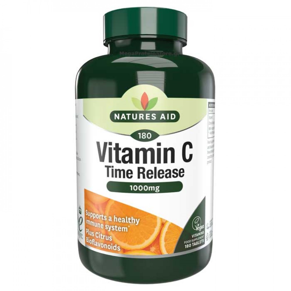 Vitamin C 1000mg Time Release 180 ταμπλέτες - Natures Aid / Βιταμίνη C Αργής Αποδέσμευσης