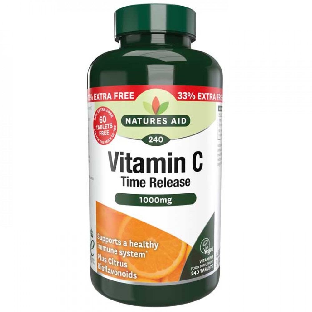 Vitamin C 1000mg Time Release 240 ταμπλέτες - Natures Aid / Βιταμίνη C Αργής Αποδέσμευσης
