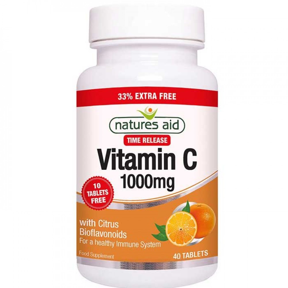 Vitamin C 1000mg Time Release 40 ταμπλέτες - Natures Aid / Βιταμίνη C Αργής Αποδέσμευσης