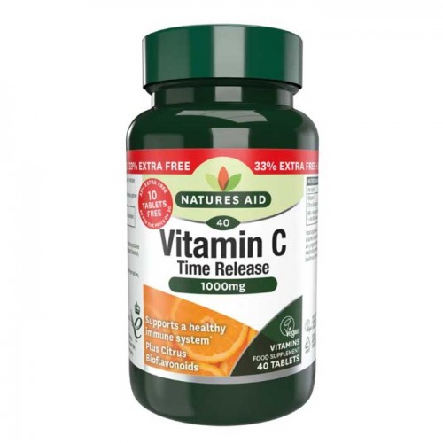 Vitamin C 1000mg Time Release 40 ταμπλέτες - Natures Aid / Βιταμίνη C Αργής Αποδέσμευσης  Vitamin C 1000mg Time Release 40 ταμπλέτες - Natures Aid / Βιταμίνη C Αργής Αποδέσμευσης