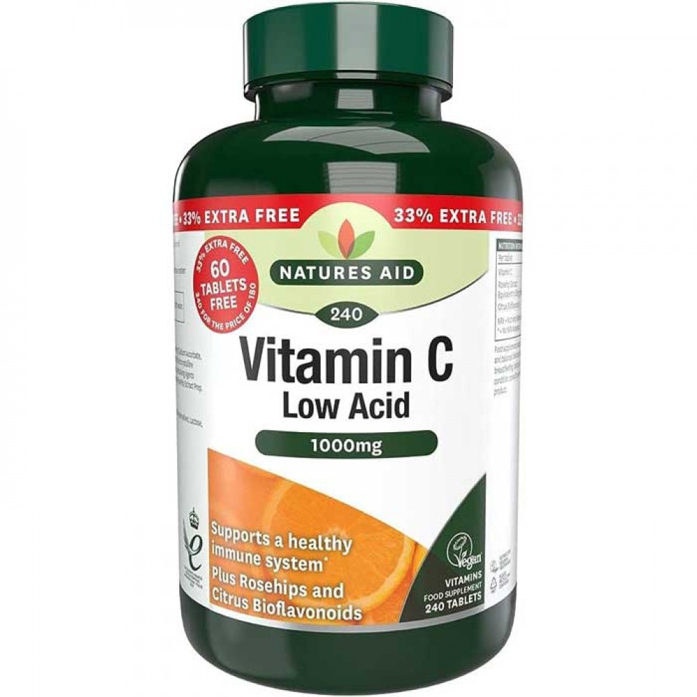Vitamin C 1000 mg Low Acid 240 ταμπλέτες - Natures Aid
