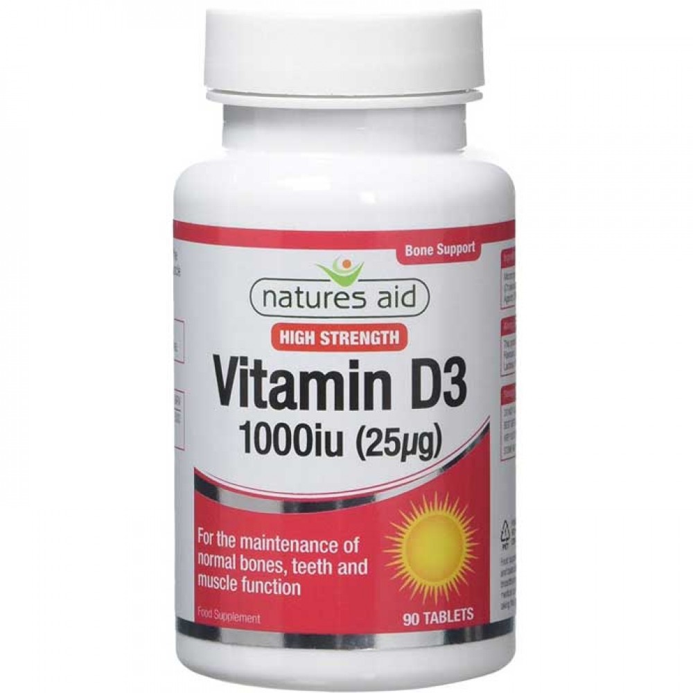 Vitamin D3 1000 iu (25μg) 90 κάψουλες Natures Aid / Βιταμίνη D3