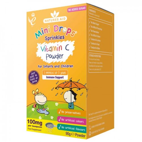 Vitamin C Powder Sprinkles 90g για βρέφη και παιδιά ως 5 ετών - Natures Aid Mini Drops Vitamin C Powder Sprinkles 90g για βρέφη και παιδιά ως 5 ετών - Natures Aid Mini Drops