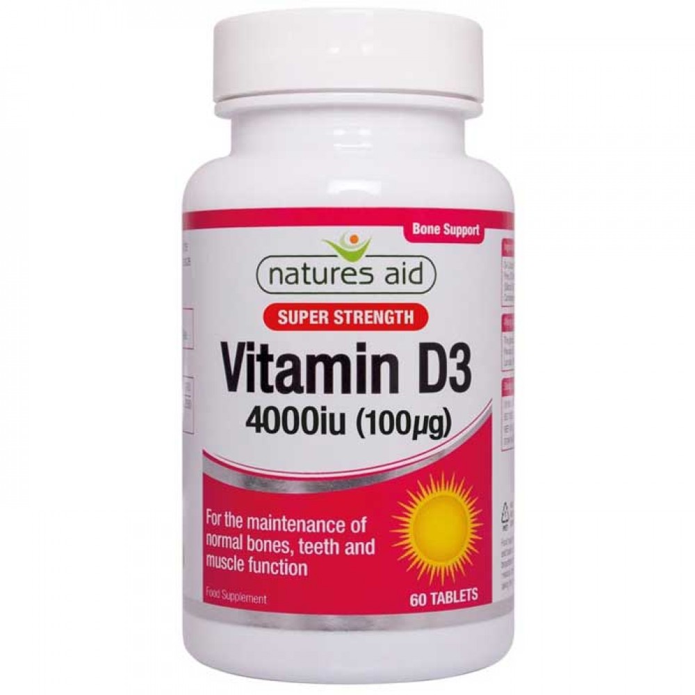 Vitamin D3 4000iu (100μg) 60 tabs - Natures Aid