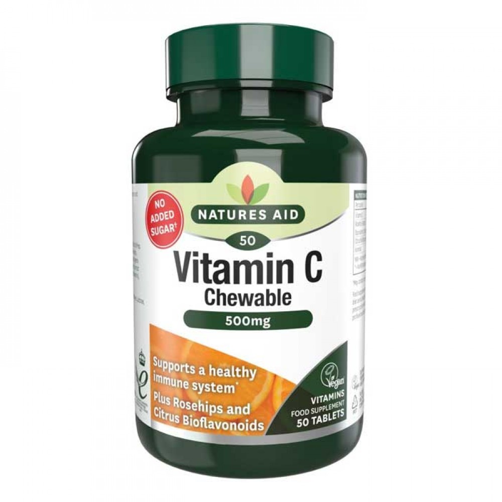 Vitamin C 500mg 50 Μασώμενες ταμπλέτες Natures Aid / Βιταμίνες