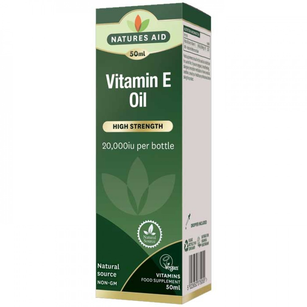 Vitamin E (Natural) 20,000iu Oil 50ml για Κατάποση & Εξωτερική Χρήση - Natures Aid / Λάδι Βιταμίνη Ε