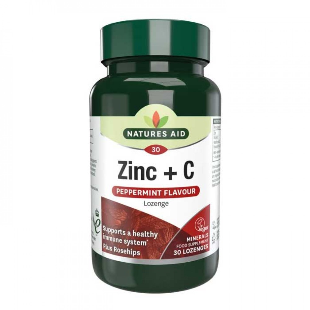 Zinc + C Lozenges  30 παστίλιες - Natures Aid / Ψευδάργυρος με Βιταμίνη C