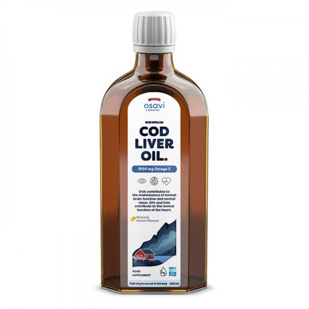 Cod Liver Oil Norwegian 250ml - Osavi / 1000 mg Omega 3 lemon