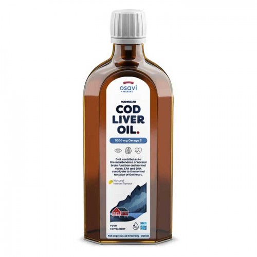 Cod Liver Oil Norwegian 250ml - Osavi / 1000 mg Omega 3 lemon Cod Liver Oil Norwegian 250ml - Osavi / 1000 mg Omega 3 lemon