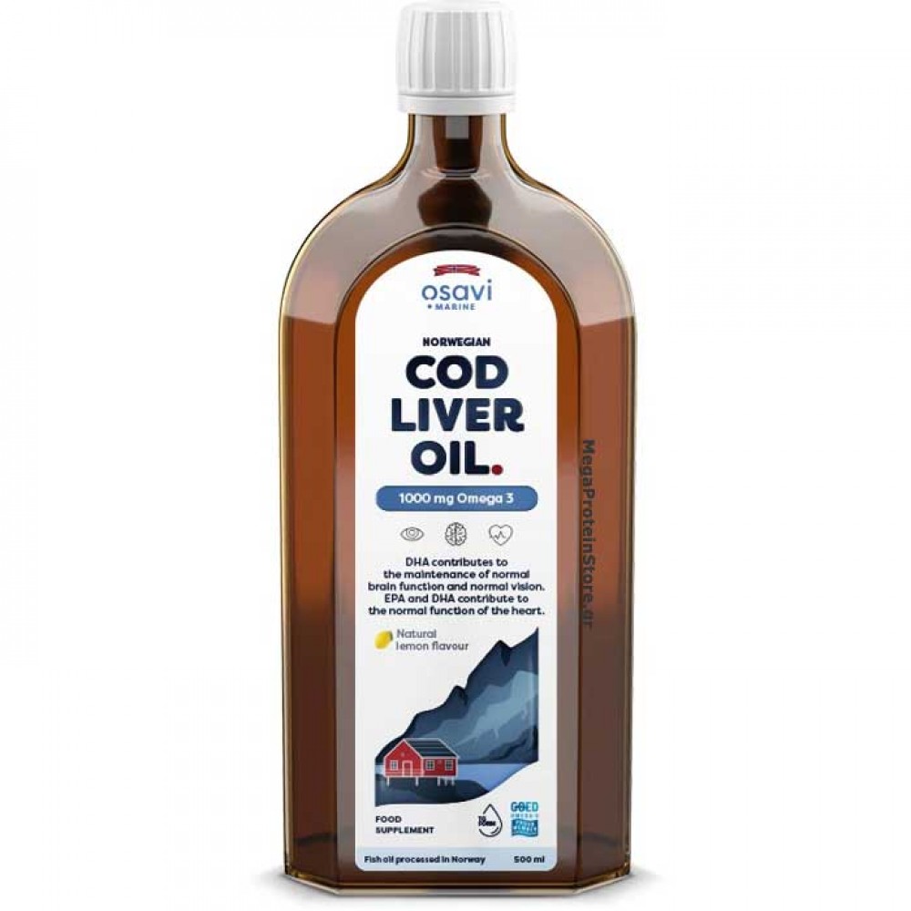Cod Liver Oil Norwegian 500ml - Osavi / 1000 mg Omega 3 lemon