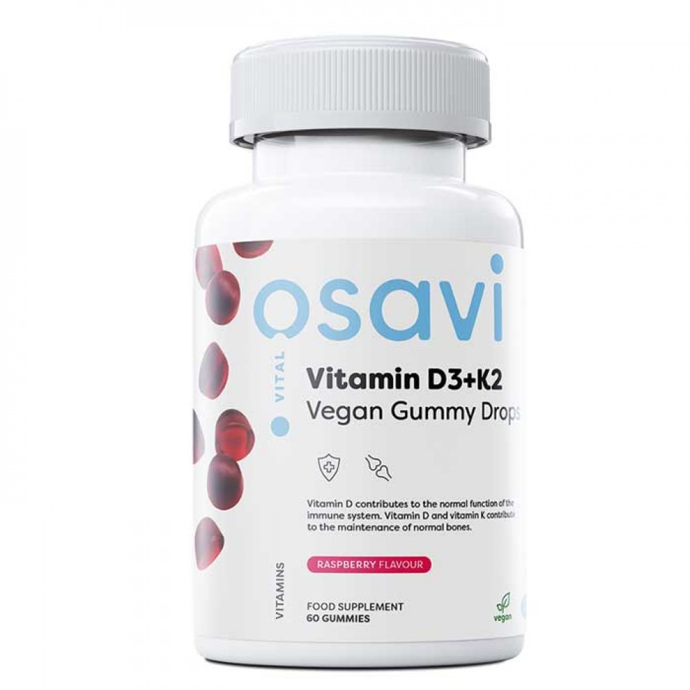 Vitamins D3+K2 Vegan 60 gummies raspberry - Osavi