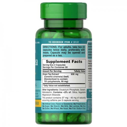 Green Tea Standardized Extract 315 mg 100 caps - Puritan's Pride Green Tea Standardized Extract 315 mg 100 caps - Puritan's Pride