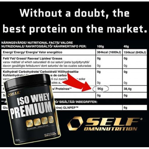 Iso Whey Premium 1kg CHOCOLATE 96% Protein - SELF Omninutrition