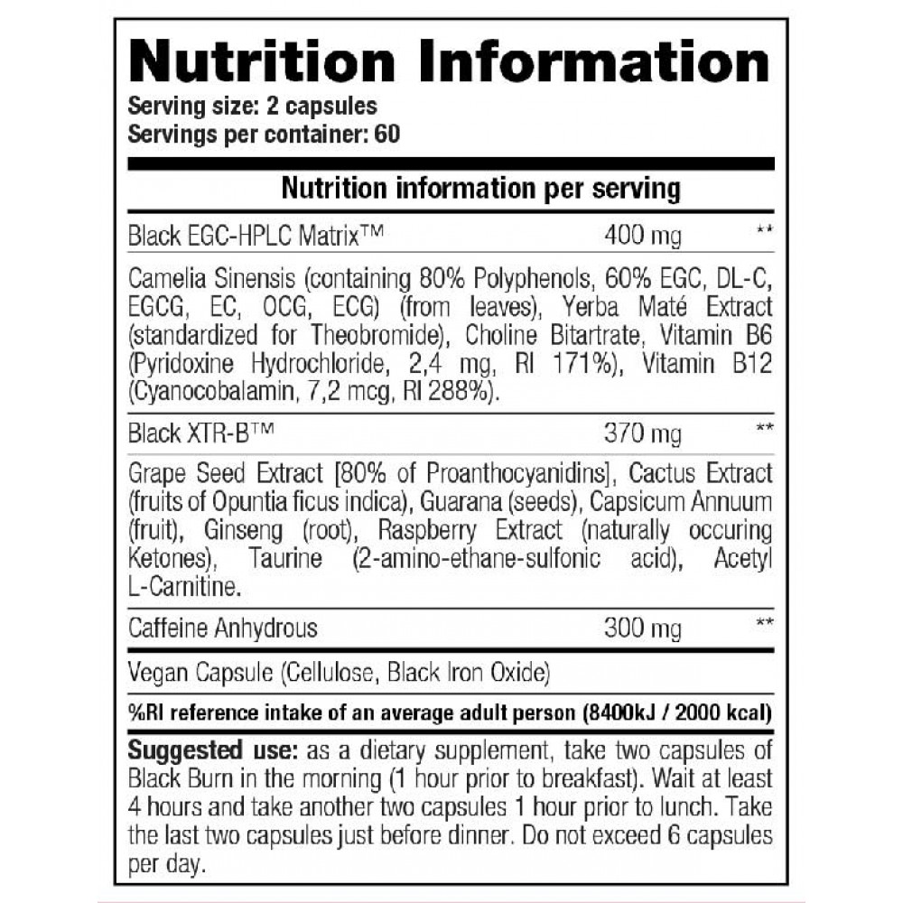 Black Burn 120 κάψουλες - Stacker  / Θερμογεννετικός Λιποδιαλύτης
