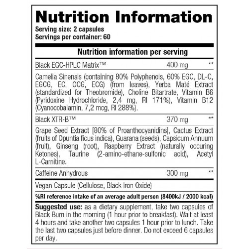 Black Burn 120 κάψουλες - Stacker  / Θερμογεννετικός Λιποδιαλύτης