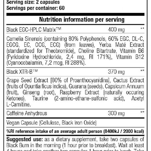 Black Burn 120 κάψουλες - Stacker  / Θερμογεννετικός Λιποδιαλύτης