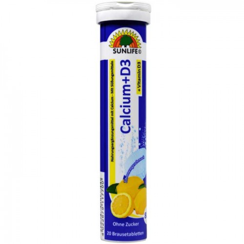 Calcium + Vitamin D3 20 effervescent tablets - Sunlife  Calcium + Vitamin D3 20 effervescent tablets - Sunlife