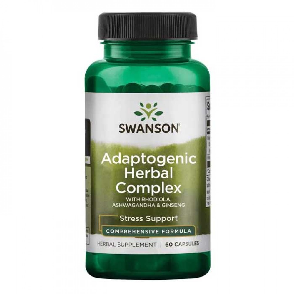 Adaptogenic Herbal Complex Rhodiola Ashwagandha Ginseng  60 κάψουλες - Swanson / Άγχος Στρες