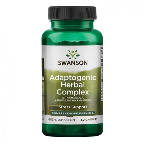 Adaptogenic Herbal Complex Rhodiola Ashwagandha Ginseng  60 κάψουλες - Swanson / Άγχος Στρες Adaptogenic Herbal Complex Rhodiola Ashwagandha Ginseng  60 κάψουλες - Swanson / Άγχος Στρες