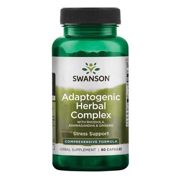 Adaptogenic Herbal Complex Rhodiola Ashwagandha Ginseng  60 κάψουλες - Swanson / Άγχος Στρες