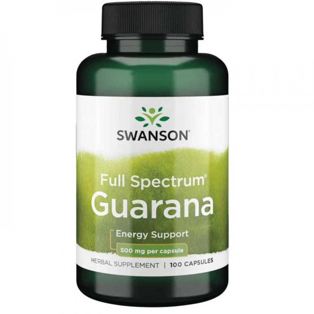 Guarana 500mg 100 κάψουλες - Swanson / Ενεργειακό Γκουαρανά