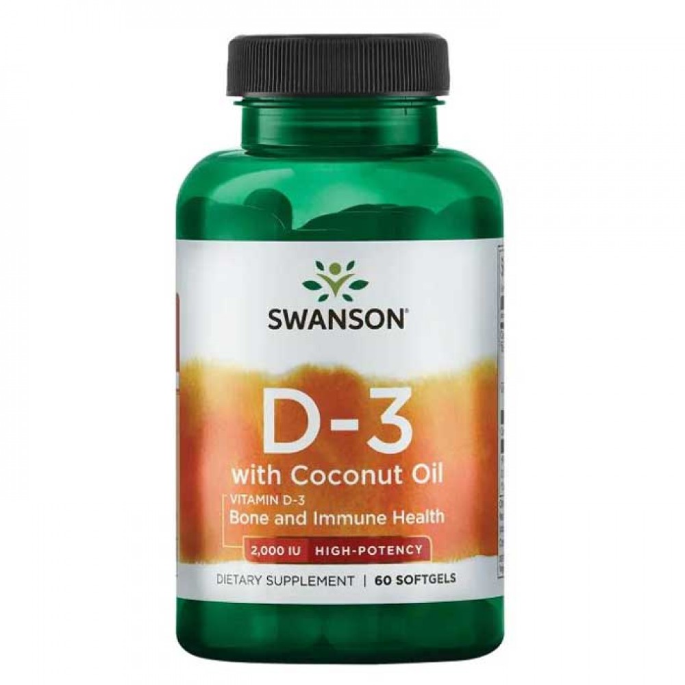 Vitamin D3 2000 IU with Coconut Oil 60 softgels - Swanson