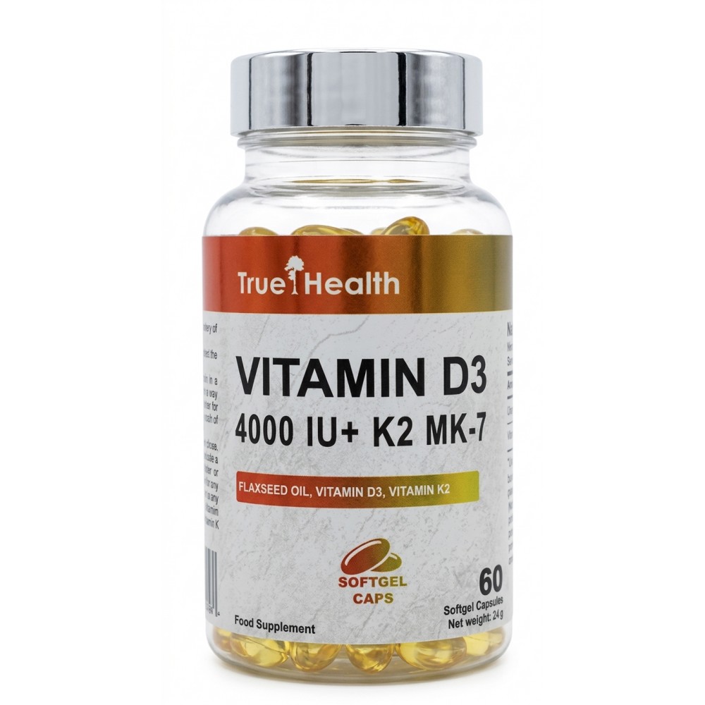 Vitamin D3 4000i.u. + K2MK7 100mcg  60sgels - True Health